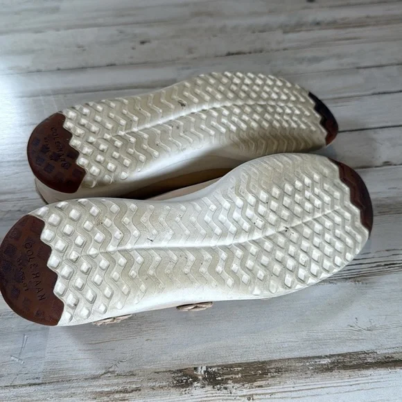 Cole Haan Cream Floral Sneakers with Gold Flower Eyelets - Picture 6 of 7